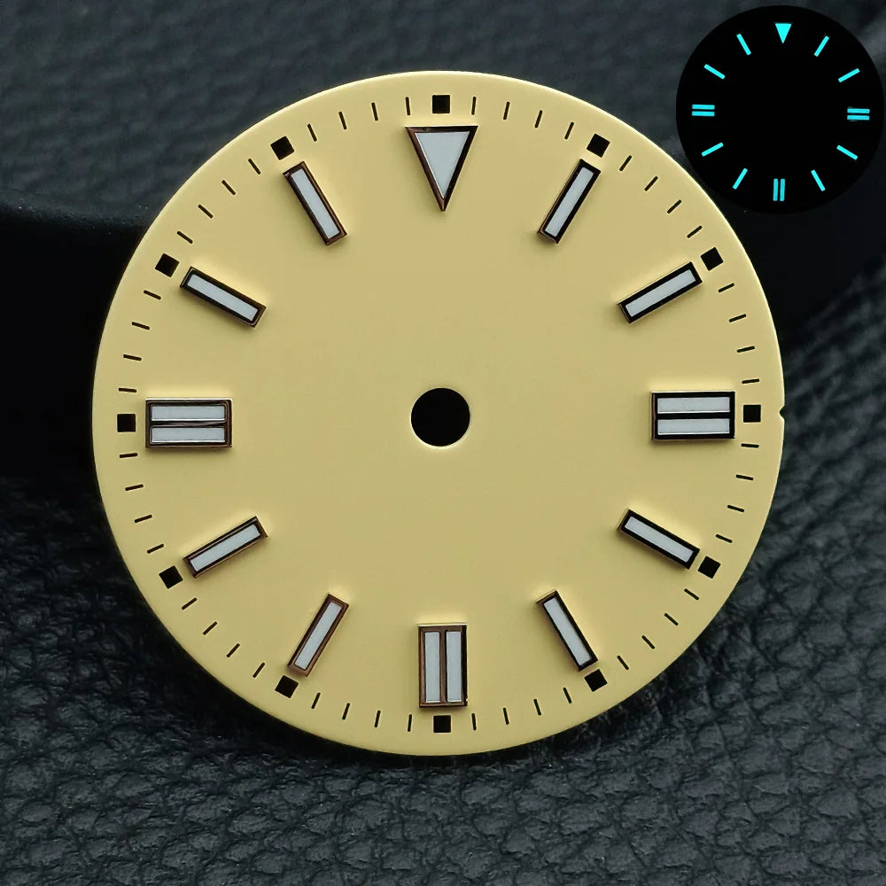 28.5mm No logo Blue Lume Pure Beige Pistachio Lavender Watch Dial Suitable for Seiko NH35/36 Automatic Movement Case Mod Parts