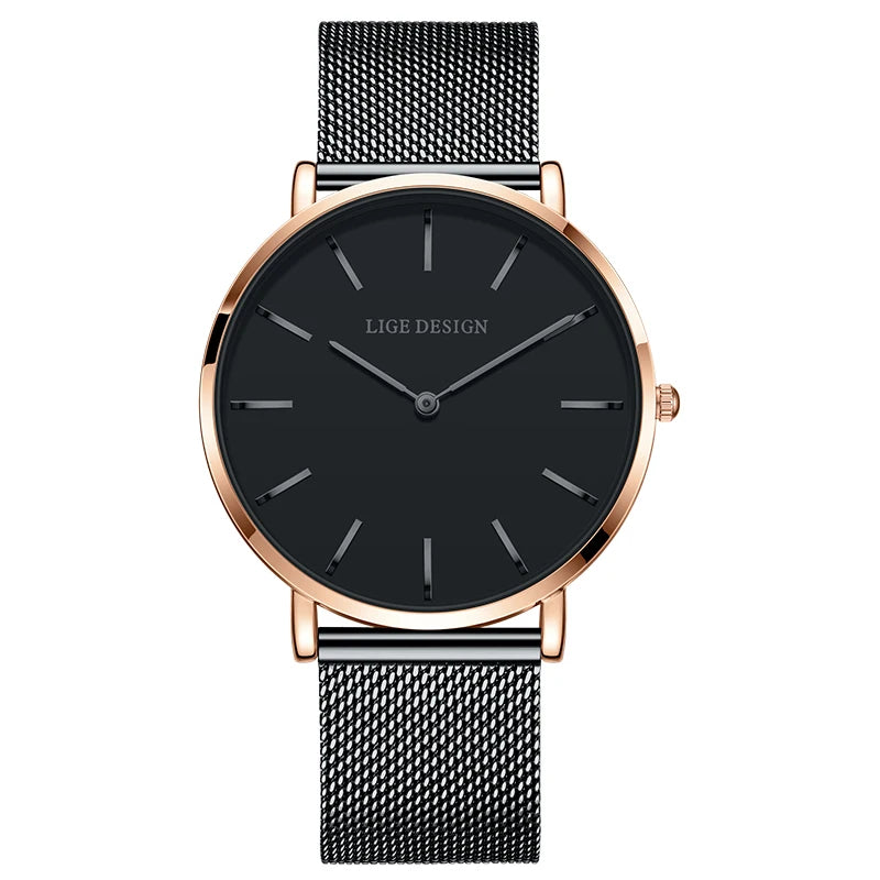LIGE NEW 2026 TOP Elegant Women's Watches Fashion Simple Ladies Watches Quartz Waterproof Watches for Women Relogio Feminino+BOX