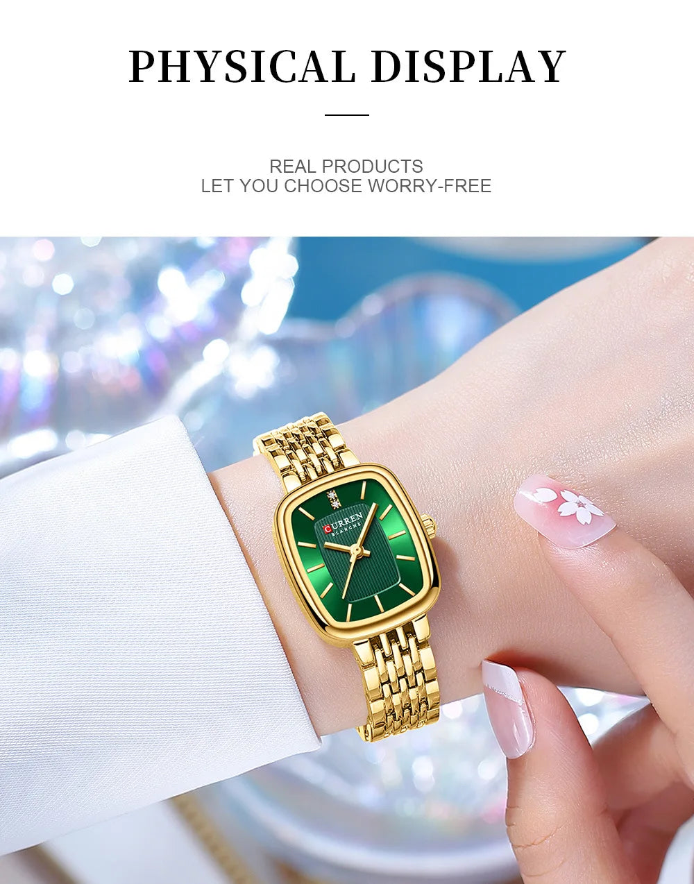 CURREN 9093 Fashion Quartz Women Watch Elegant Square Dial Gold Stainless Steel Strap Waterproof Leisure Ladies Business Watches