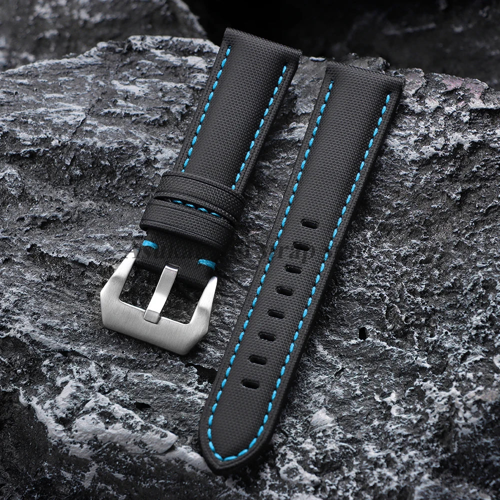 Premium Sailcloth Canvas Watch Strap for Seiko for Panerai for Blancpain 20mm 22mm 24mm Watch Band Black Blue Nylon Men Bracelet