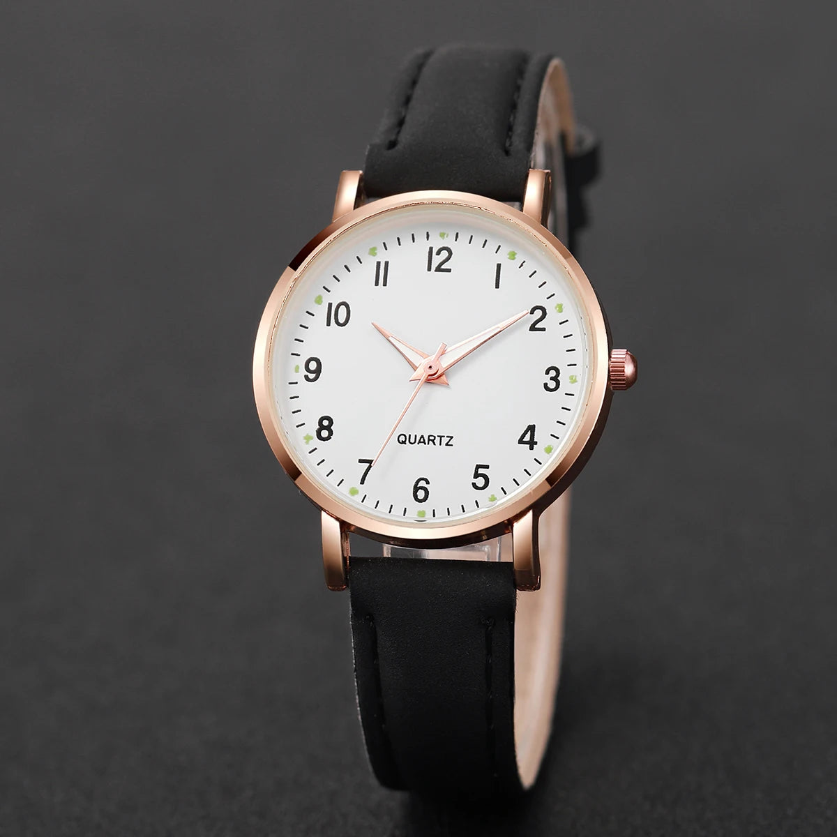 4/6PCS Fashion Arabic Dial Women Watches Ladies Leather Strap Quartz Wristwatch Heart Bracelets Set Reloj Mujer(Without Box)