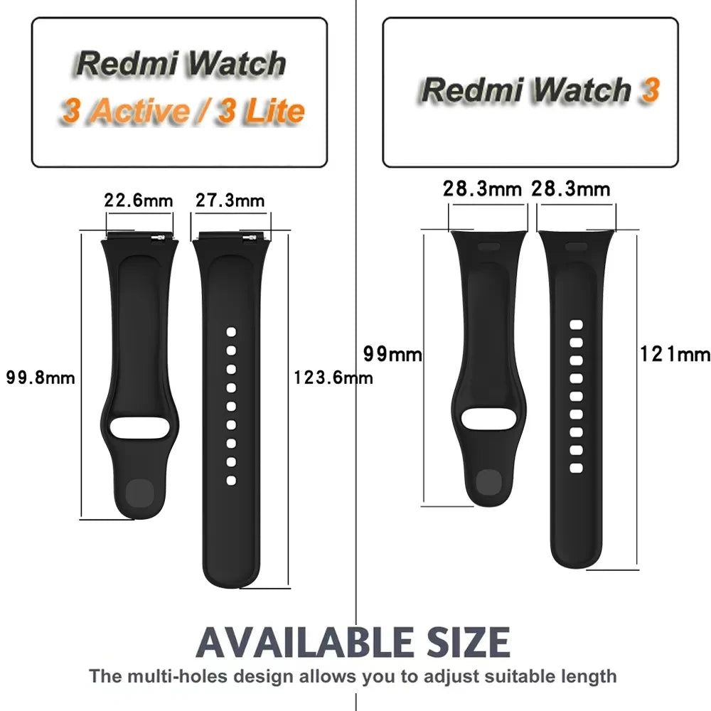 Official Wrist Strap For Xiaomi Redmi Watch 3 Soft Silicone Replacement Bracelet Color Strap For Redmi Watch3 active Wristband