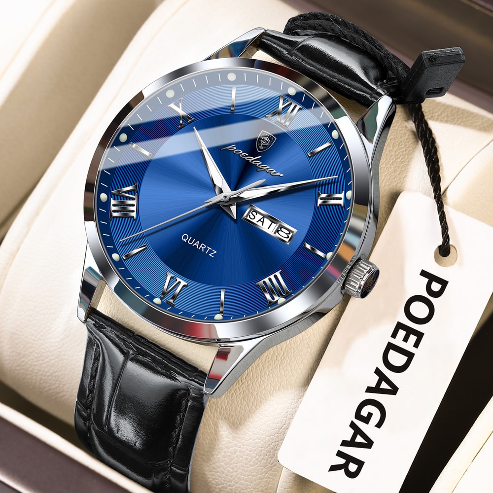 ATM POEDAGAR 895 blue dial leather watch